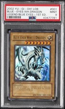 2002 YU-GI-OH LOB-LEGEND OF BLUE EYES WHITE DRAGON BLUE-EYES WHITE DRAGON PSA 9