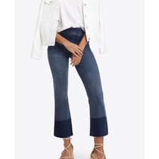 SPANX Cropped Kick Flare Raw Hem Pull On Jeans Size XS NWT