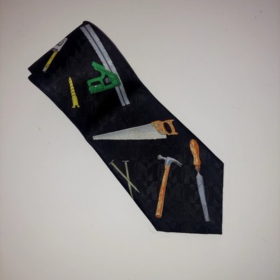 Vintage A Rogers Men's Tie Tools 1997 Black Hammer Saw File Nails Necktie 