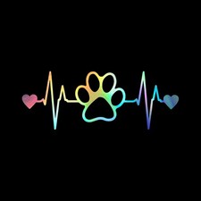 Paw Heartbeat Decal Vinyl Sticker Auto Car Truck Wall Laptop  Holographic  7.5