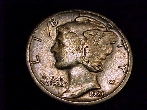 1928-S  Mercury Dime,  Very Fine  Grade.