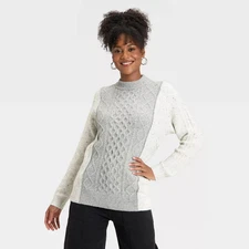 Women's Cozy Knit Cable Crewneck Pullover Sweater - Universal Thread