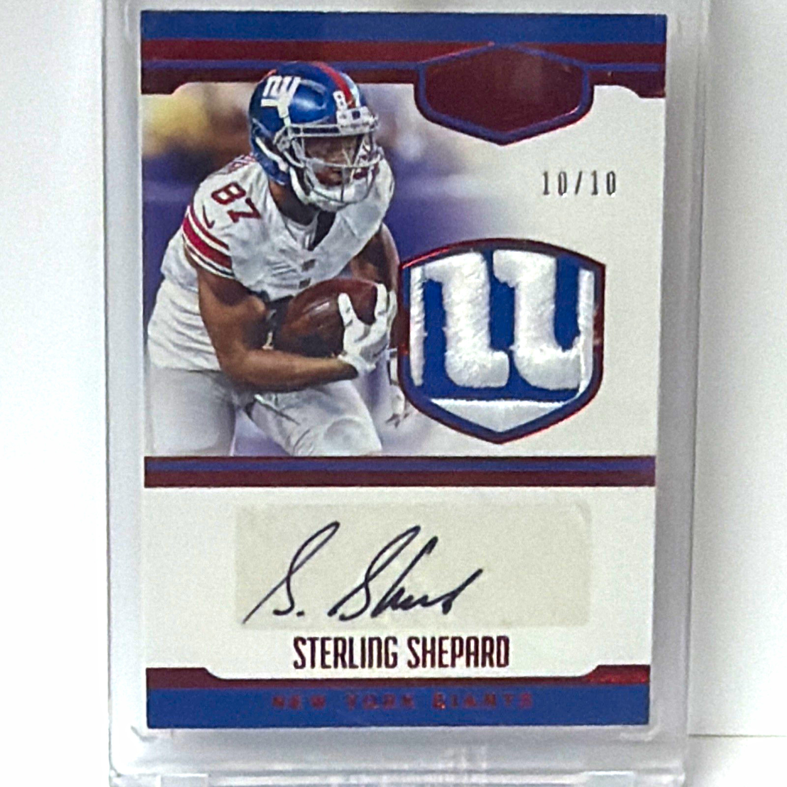 Panini 2016 Plates & Patches Sterling Shepard Giants RC 10 of 10 Patch Auto Red 