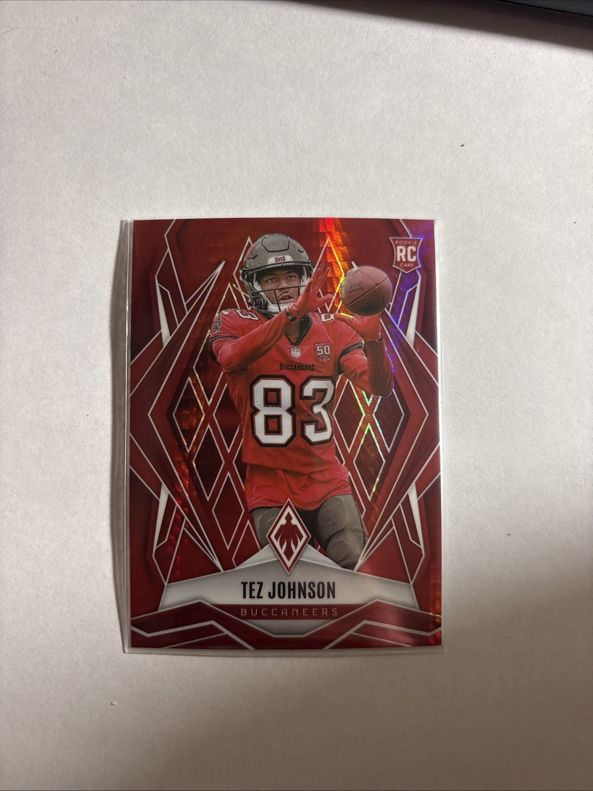 2025 Panini Phoenix - Rookies Tez Johnson #166 Red Hyper /399 (RC) Color Match