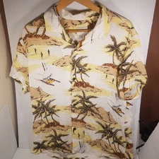 Rhythm Large button up shirt 100% Rayon Tropical theme Short sleeve