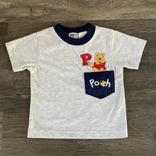 VTG 90s 2T Disney Winnie POOH Embroidered Pocket Tee-Bentex w/ Sound Box-READ