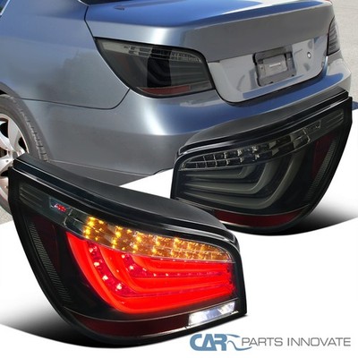 Fit 04-07 BMW E60 5-Series 525i 530i Glossy Black LED Bar Tail