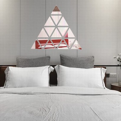  Dreiecke Pyramide Wandkunst 3D Acryl Spiegel Oberfläche Wandaufkleber DIY