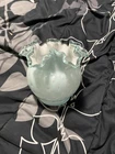 Vintage Fenton Small Ruffled Clear Edged Milk Glass Rose Vase Elegant 4" Tall