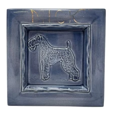 Vtg Kay Finch 1953 Kerry Blue Terrier Plate MICK Gold Personal Message Signed