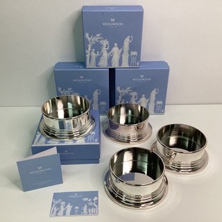 4x Wedgwood "Wish" Mirror Silver Plated Finish Bottle Stands Boxed (A5) W#641