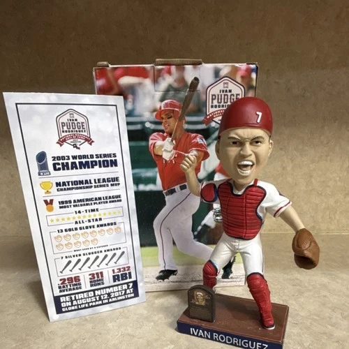 BDA Ivan Rodriguez MLB Baseball Bobblehead Resin Red White 2017