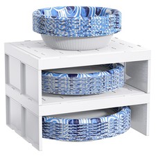 TOWARAFUN Paper Plate Dispenser Paper Bowl Organizer 2 Stackable White