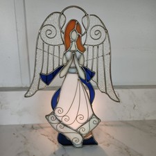 Stained Glass Angel Tea light Holder 11.75  Tall X 8" Wide Christmas Or Any Day