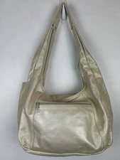 Metallic Leather Hobo Shoulder Bag Purse Soft Crescent Pearl Gold
