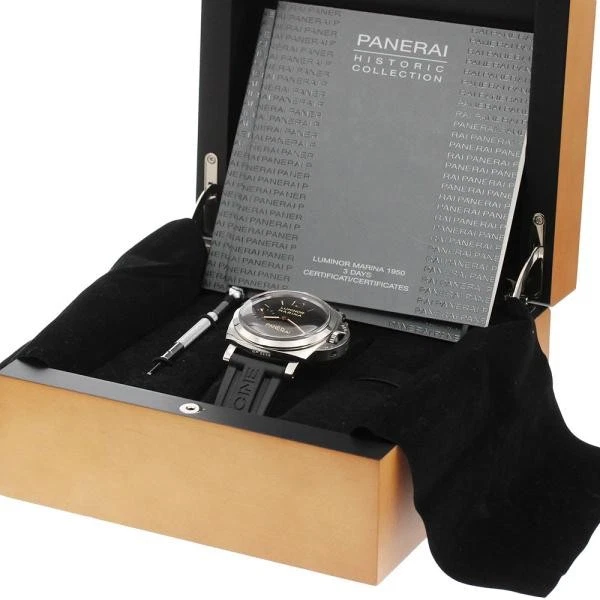 Panerai — Officine Panerai Luminor Marina 1950 PAM00422 47mm SS Black Dial Watch #C2383
