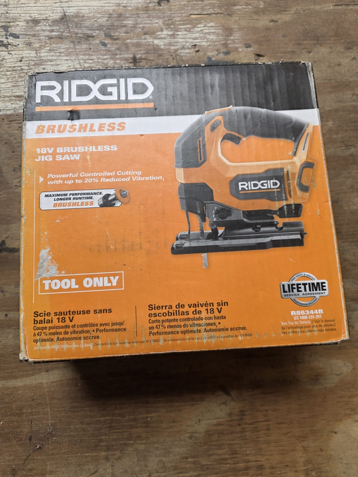 RIDGID R86344B 18V Brushless Cordless Jig Saw (Tool Only) Op