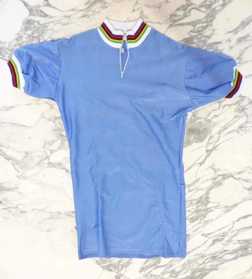 NOS neu Maillot Cycliste velo Vintage  – Taille 1 Bleu eroica - Photo 2/4