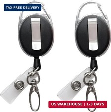 Retractable Badge Reel with Claw Clasp and Clip for Id Card Holders 2Pack
