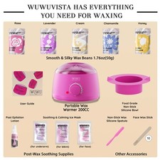 Waxing Kit WUWUVISTA 23 Items Hair Removal Wax Kit With Wax Warmer Waxing Beads