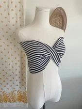 Vintage 80s 90s Sostanza Black White Striped Twist Tube Top – Made in USA