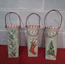 Primitive Christmas Pocket Hangers- Hand Painted Rustic Farmhouse Christmas
