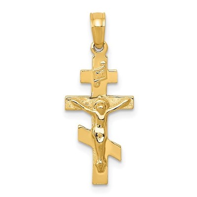 Echt 14K Gelbgold östlich orthodox Kruzifix Charm Anhänger 0,93 g