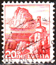 Briefmarke/Paar Briefmarke Schweiz Kirche St. Georg gestempelt Rundstempel sehr guter Zustand 1943