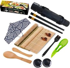 All-in-One Sushi Making Kit with Bazooka, Knife, Bamboo Mats & Rice Molds, NEW