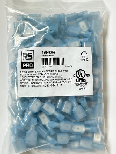 INSULATED CRIMP TERMINALS BEST RS QUALITY ALL TYPES PACKS OF 100 CHEAP fcb22 - Picture 28 of 50