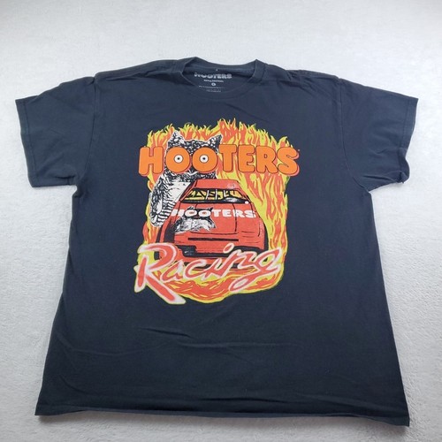 Hooters Shirt Black Y2K Racing Hot Rod Short Sleeve Tee Men Large - Picture 2 of 17