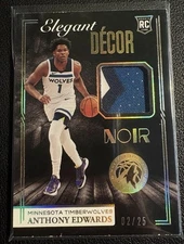 2020-21 Panini Noir Anthony Edwards /25 Rookie RC Elegant Decor Patch #EDR-AED