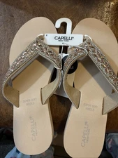 Capelli New York Silver Sparkle Flip Flop Size 9 Womens Read