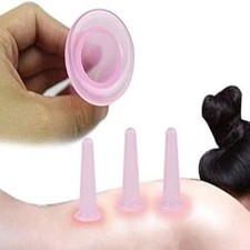 4Pcs Pink Facial Cupping Therapy Set Anti Cellulite Silicone Vacuum Cupping Cups