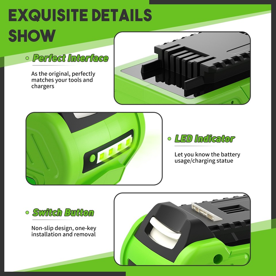 DTK 2.5Ah Li-ION de Remplacement Batterie pour GreenWorks 40V G-Max