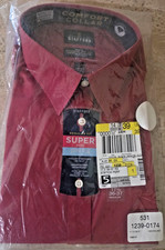 NEUF ! JCP Stafford Travel 17 1/2 36-37 Weston Red LS stretch EZ soin sans rides