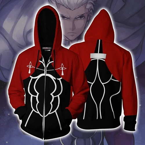 Anime Fate Stay Night Archer EMIYA Cosplay Hoodie Zipper Jacket Coat