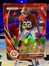 2021 Dylan Moses Panini Prizm Draft Picks Red Cracked Ice Rookie Card #140. rookie card picture