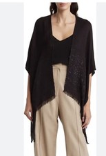 Vince Camuto Lightweight Kimono Wrap Summer Cardigan Beach Coverup Black