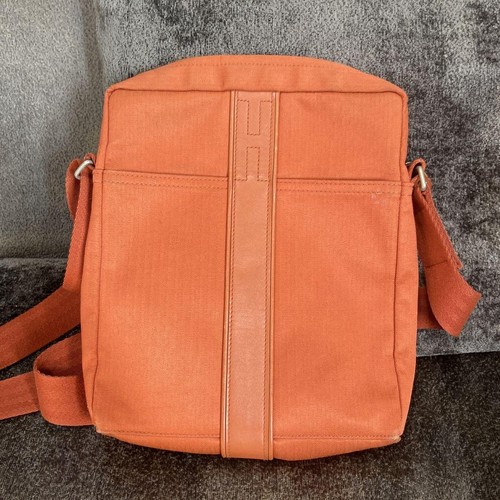 Authentic Hermes Vintage Men's Shoulder Bag Orange Leather