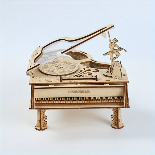 Piano Music Box 3D Wooden Puzzles Mechanical Rotating Dancer Model Decor Gifts - Picture 8 of 8