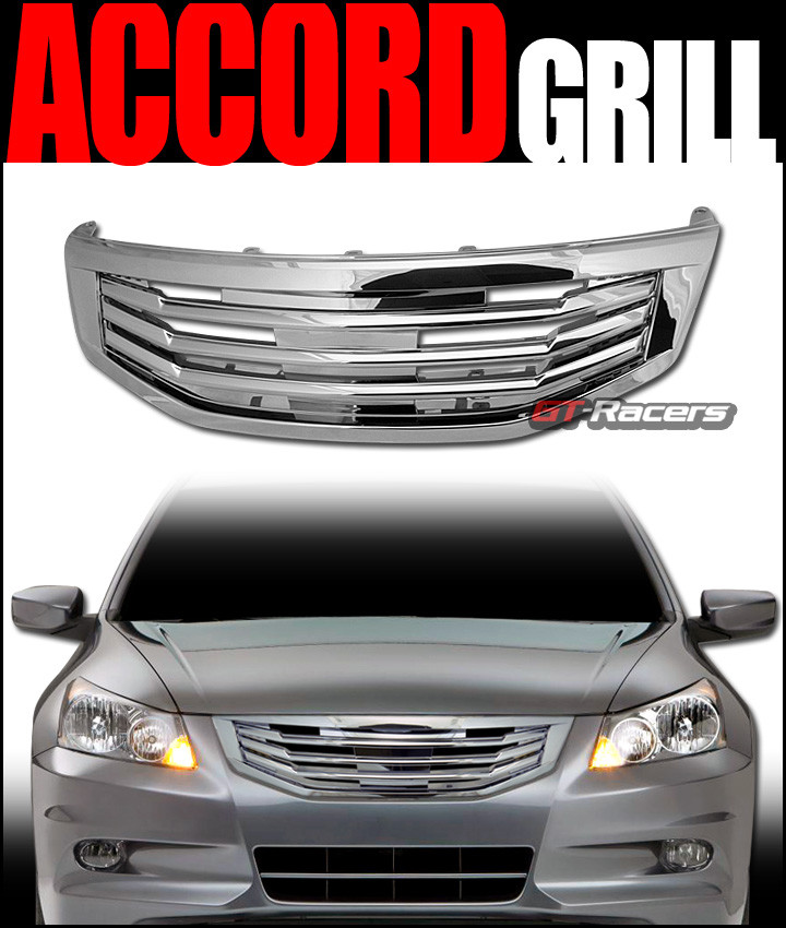 For 2011-2012 Accord 4 Door Chrome MU Style Front Hood Bumper Grill Grille Guard
