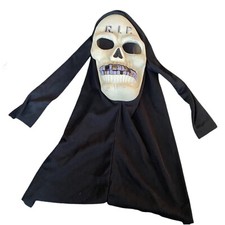 Vintage Easter Unlimited Skull Mask RIP Grim Reaper Halloween Shroud Gold Teeth