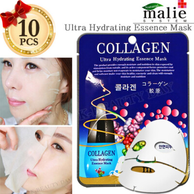 Facial Mask Sheet Collagen 10pcs / Ultra Hydrating Essence Moisture Mask Sheet