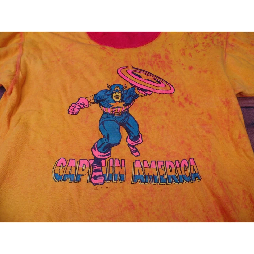 Vintage Captain America T-Shirt Comic Book Superhero Graphic Tee Kid Size - Image 2 of 4