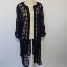 Maya Brooke Duster Women's Blue Mesh Open Front Jacket Cardigan Size 18w Party