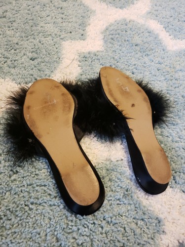 Sexy Zapatillas De Colección Años 50 Chandler's Marabou Pluma Avestruz Negro Satén 6 7 - Imagen 4 de 7