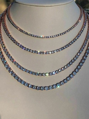 Tennis Chain 14k Rose Gold Plated Real 