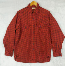 VTG LL Bean Men's Large Allagash Flannel Work Shirt Red Black Gingham USA Made