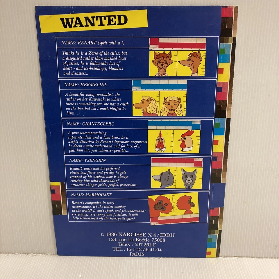 RARE Prospectus ancien dépliant poster dessin animé Moi Renart Renard 1986 IDDH - Photo 2/4